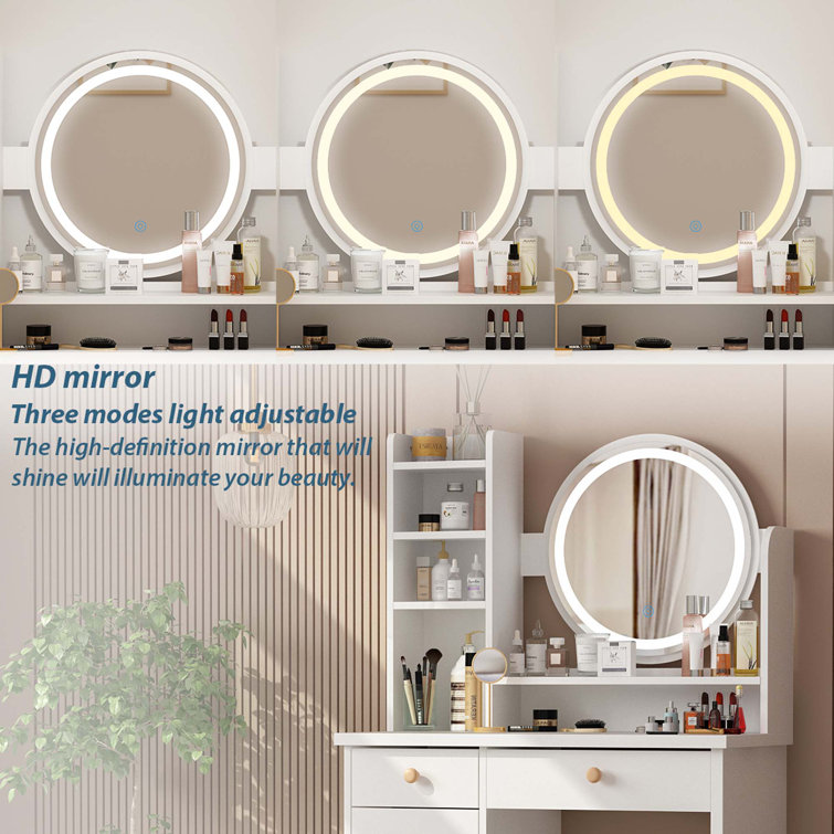 Rajnie vanity set best sale with stool and mirror